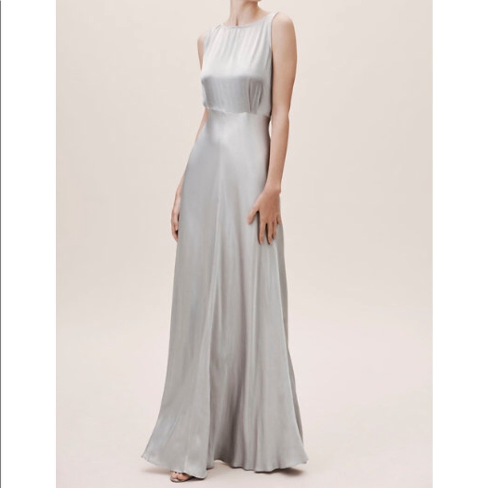 BHLDN Grey / Silver Sleek Silky Dress in XS